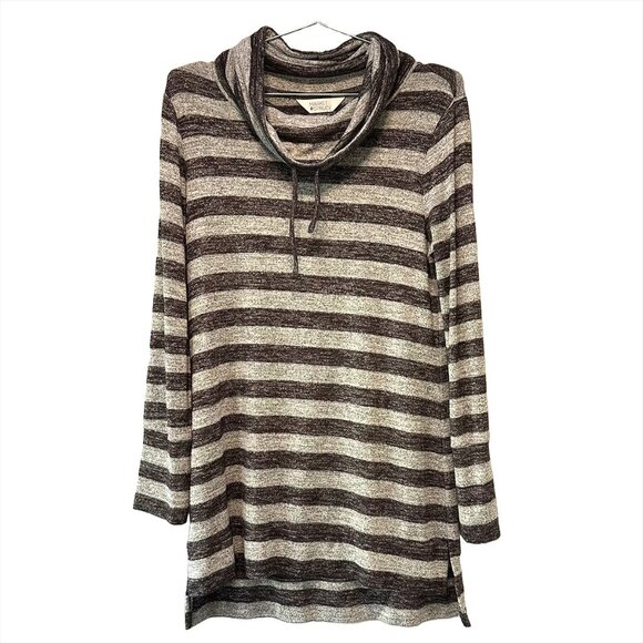 MARKET & SPRUCE Granita Striped Knit Sweater Dress‎ - Small - black, grey - cowl - Picture 1 of 7